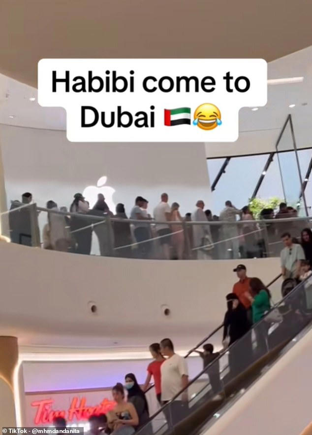 Screengrab from a video on TikTok which shows huge numbers of people in a shopping centre in Dubai&nbsp;