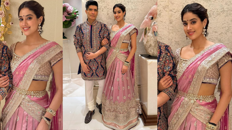 Janhvi Kapoor’s dusty pink-lehenga is your style cue for glamorous Dandiya nights