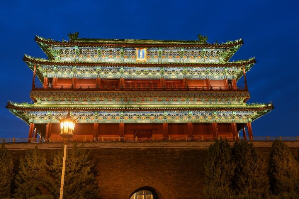 北京正阳门与前门夜景