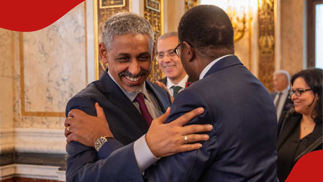 Sidi Tah (l) and his predecessor, Nigeria’s Akinwumi Adesina, after he was elected to be the AfDB president. Photo: AfDB Group. Source: Twitter