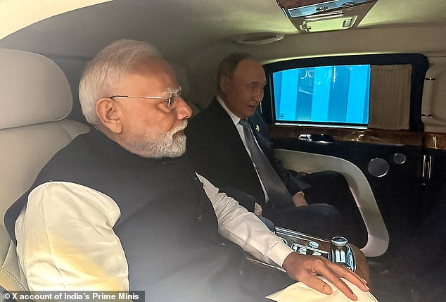 Modi shared a photograph of himself with Putin inside the Kremlin chief's armoured Aurus limousine