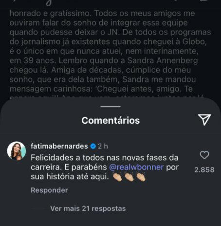 Post de Fátima Bernardes (Reprodução: Instagram)