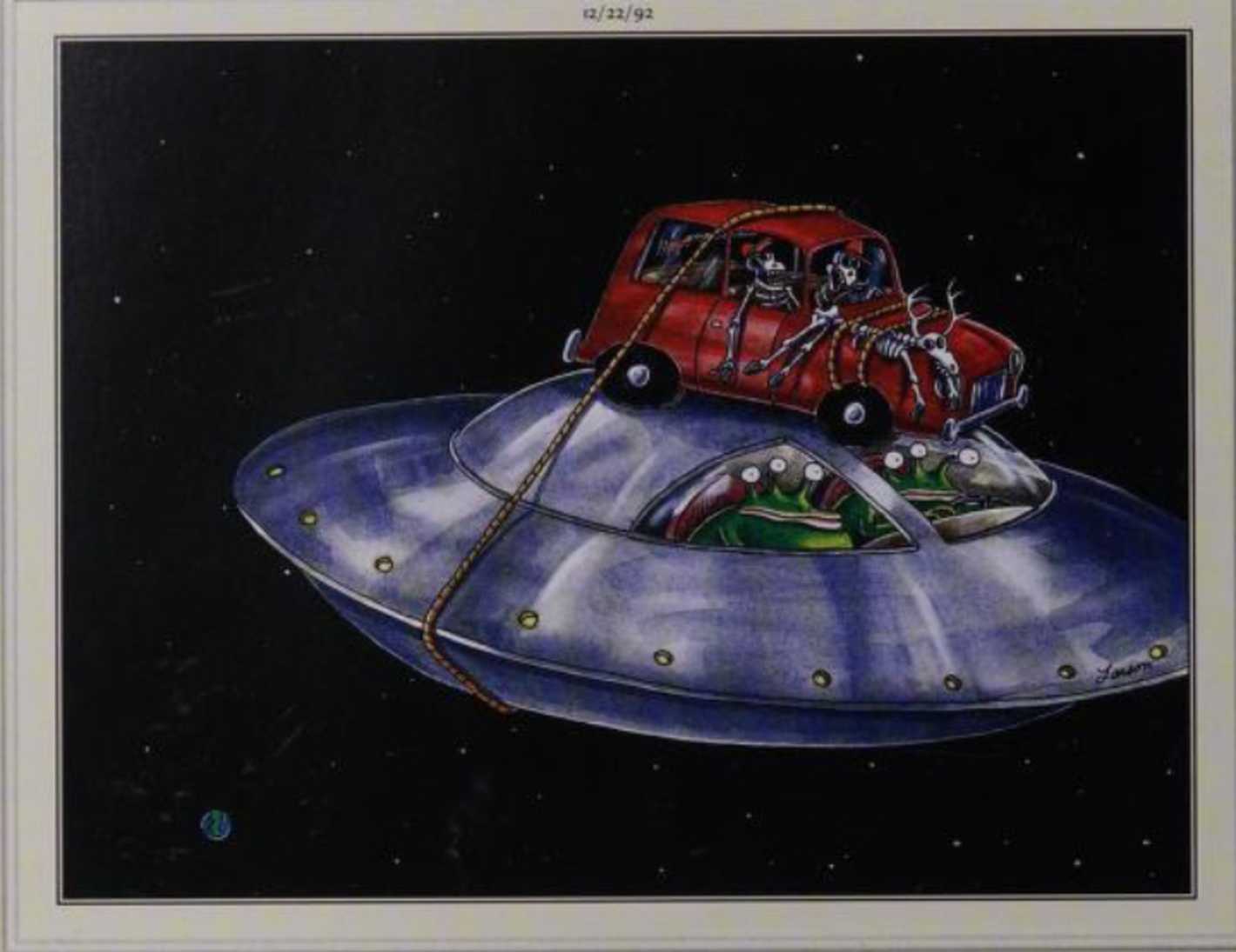 Far Side, December 22, 1992, aliens with abducted humans strapped to their flying saucer