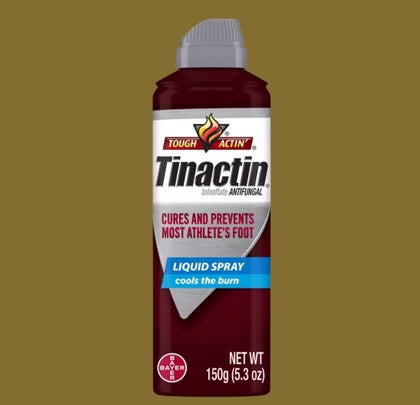 A preventative and curative antifungal spray containing tolnaftate