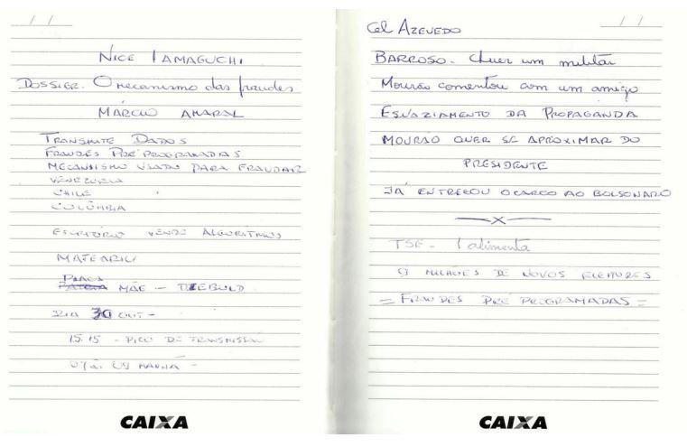 Caderno de Heleno também tinha anotações esparsas com citações variadas a temas como fraude nas urnas