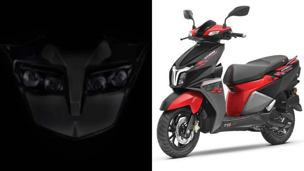 The teaser indicates that the TVS Ntorq 150 builds on the familiar design language but adds sharper lines and a more prominent front end.