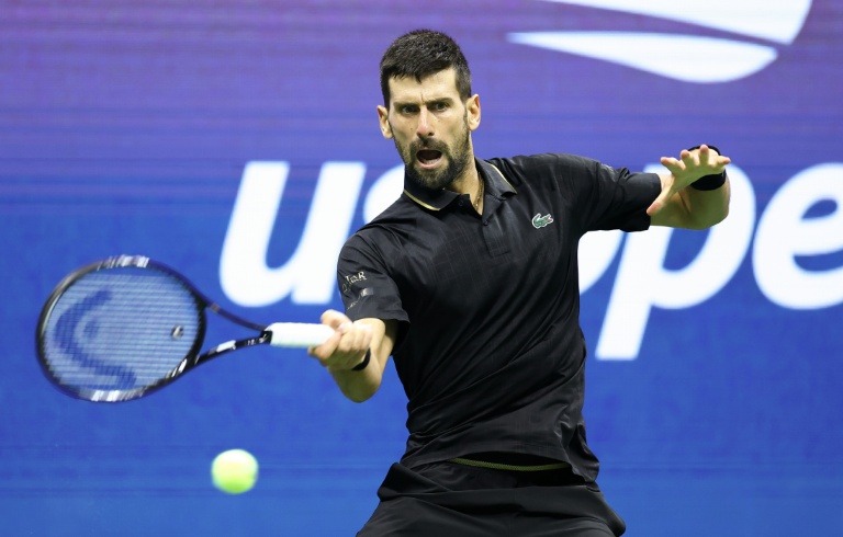 Le Serbe Novak Djokovic lors de son quart de finale contre l'Américain Taylor Fritz, le 2 septembre 2025 à New York