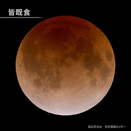 皆既月食の様子（画像＝国立天文台）。