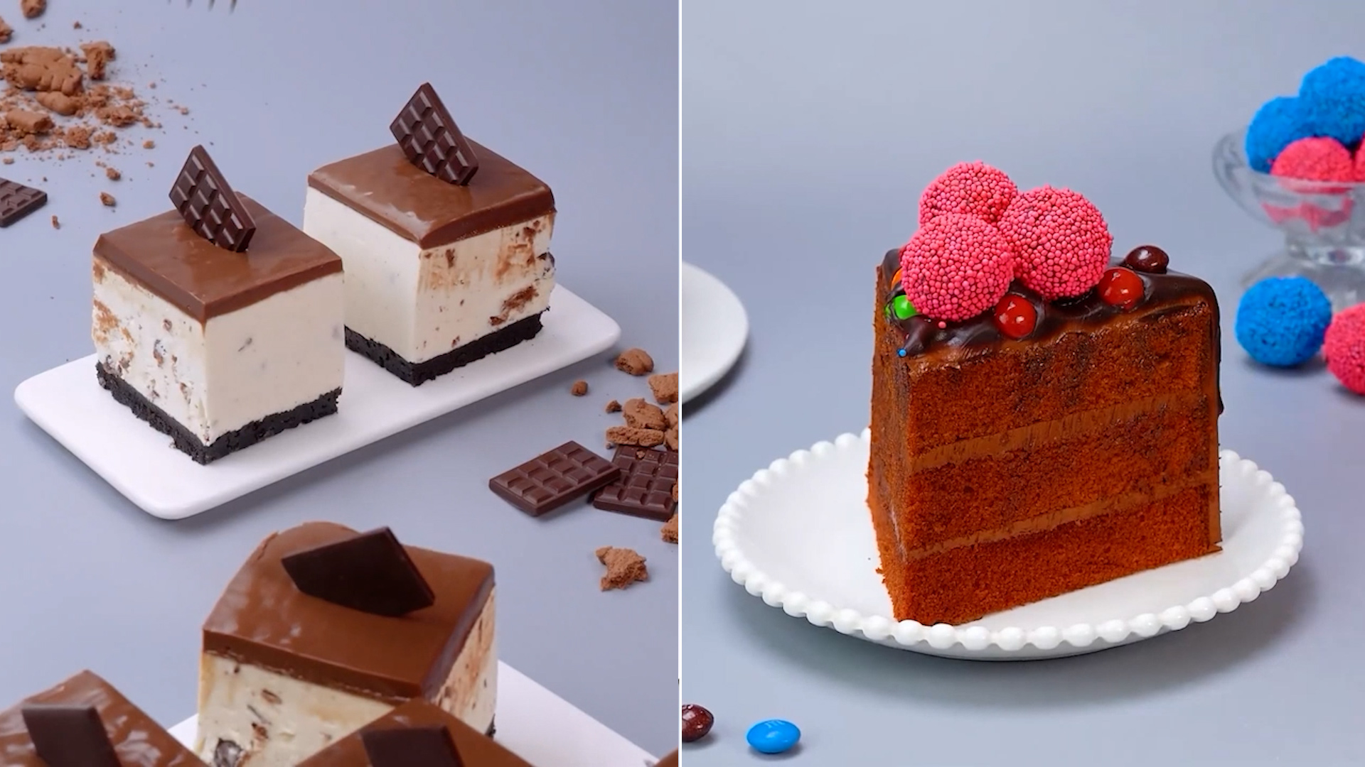 Chocolate Mousse Squares and Layer Cake - Dessert Videos