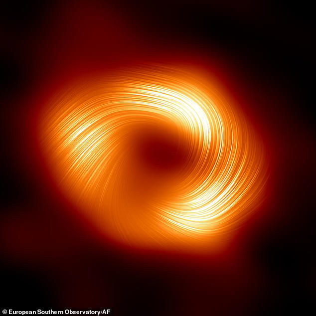 By comparison, the black hole at the centre of the Milky Way (pictured) is thousands of times less massive than the Milky Way itself 
