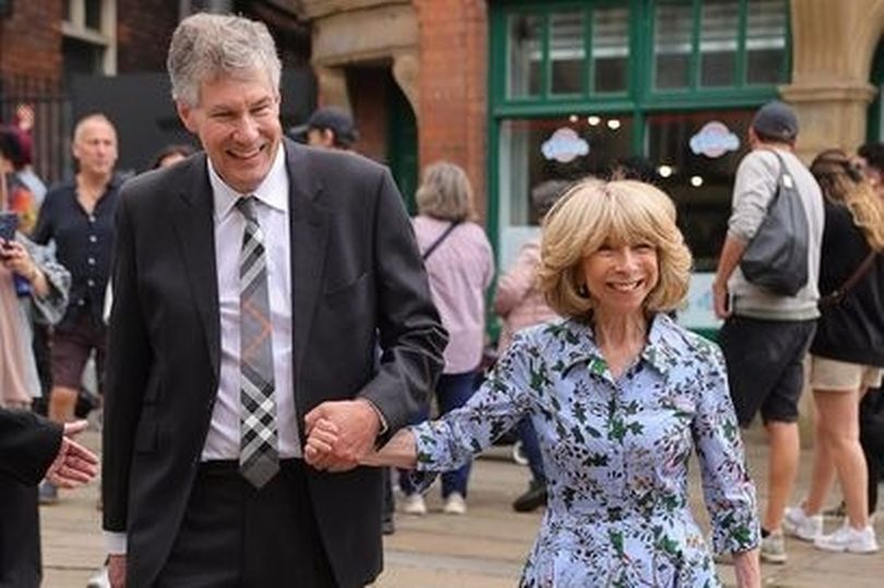 Helen wirht her husband at Jack and Hanni's wedding at Manchester Catherdral in July
