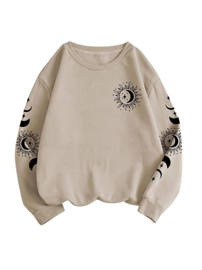 Sun Moon Print Pattern Women's Sweatshirt