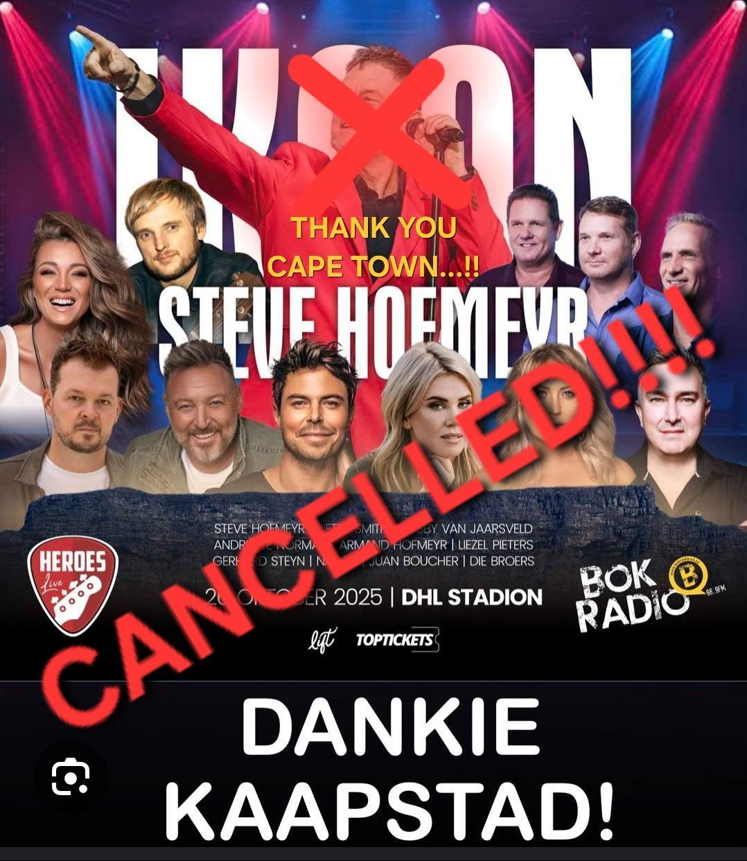 Steve Hofmeyr’s IKOON concert cancelled again Here’s why
