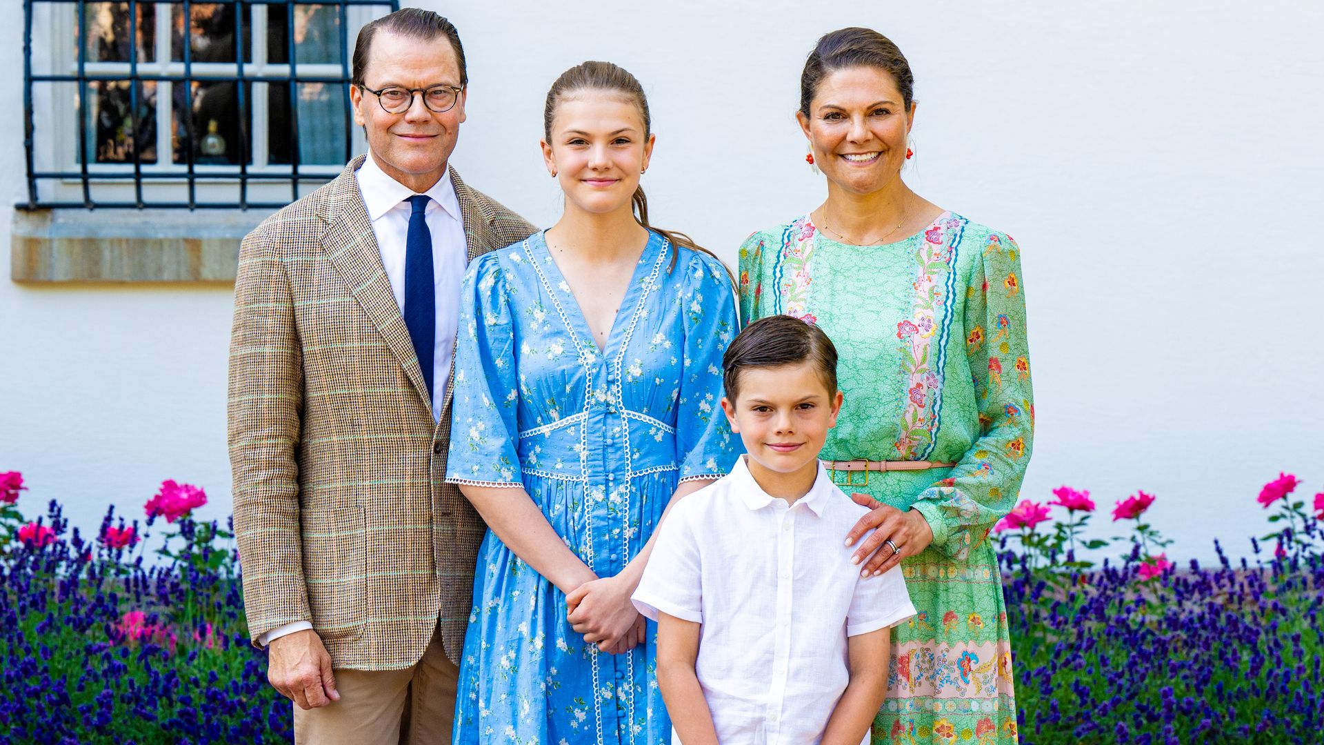 Princess Estelle and Prince Oscar joined by their family dog in summer
