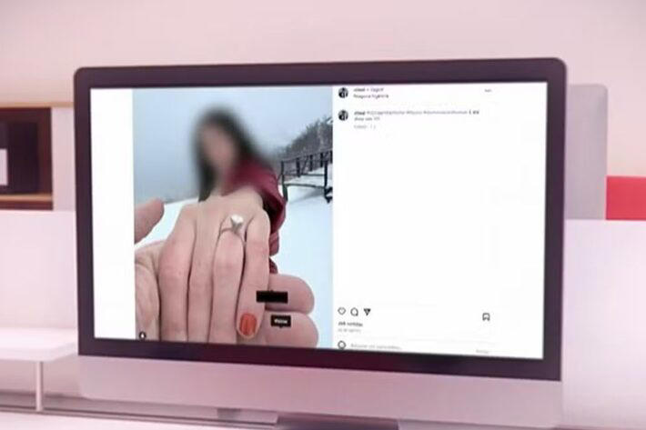 Postagem em que o delegado mostra anel dado à namorada: 'Diamantes para sempre', escreveu. Foto: Reprodução/TV Globo