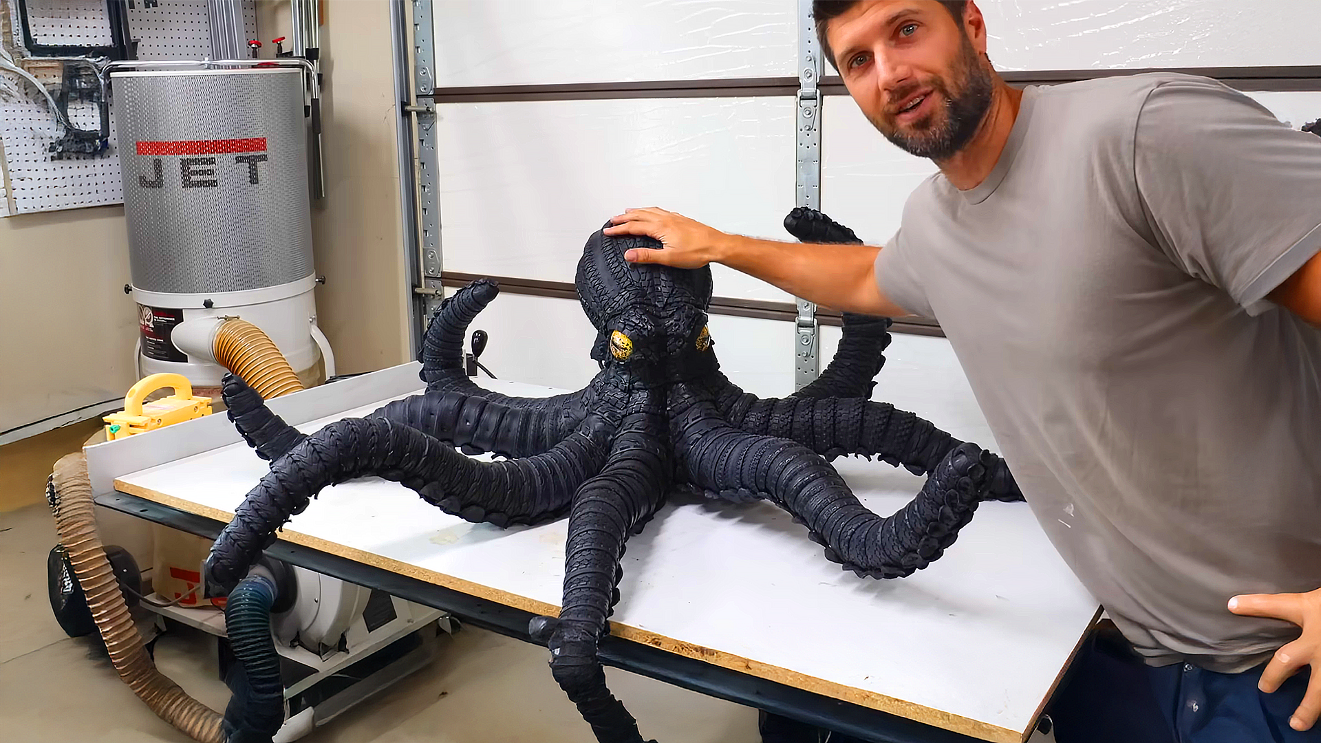 I made a giant octopus sculpture from recycled tires & foam