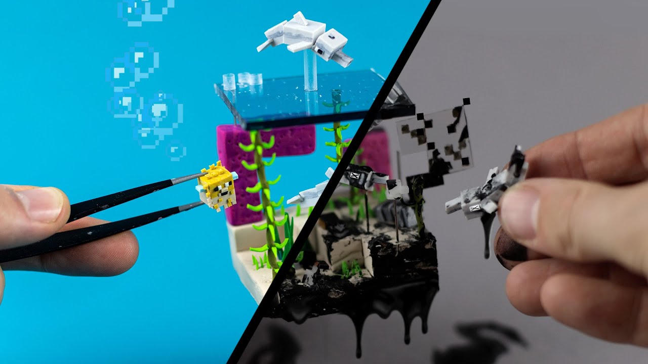 Making a polluted Minecraft ocean diorama