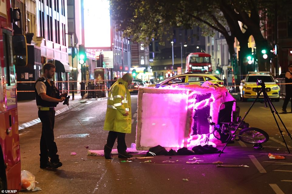 Three people rushed to hospital after London rickshaw and bus crash