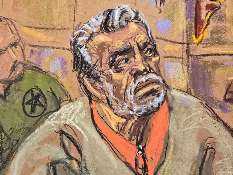 Dibujo de la corte de la aparición de Ismael "El Mayo" Zambada en una corte federal de Brooklyn  October 18, 2024 REUTERS/Jane Rosenberg
