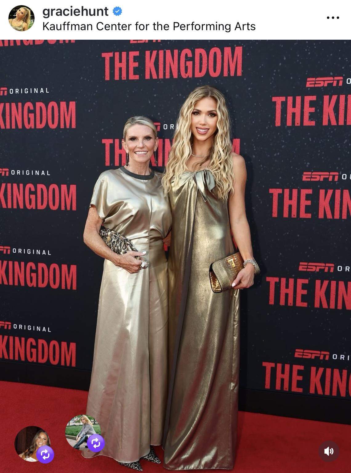 They're golden! Tammy Reid and Gracie Hunt shine in gold on Chiefs' red  carpet