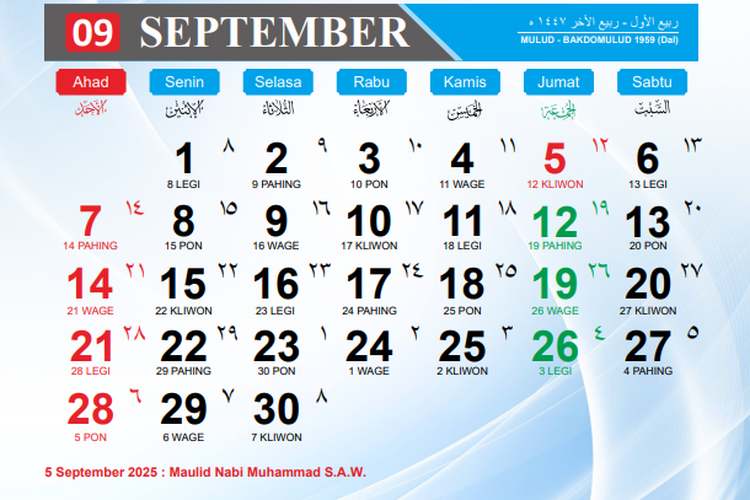 Daftar Libur September 2025, Ada Akhir Pekan Panjang