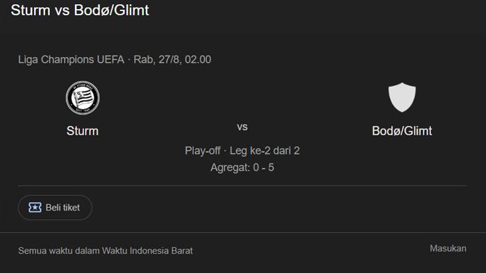 Live Streaming Sturm Graz vs Bodo/Glimt UEFA Champions League 27 Agustus 2025 Pukul 02.00