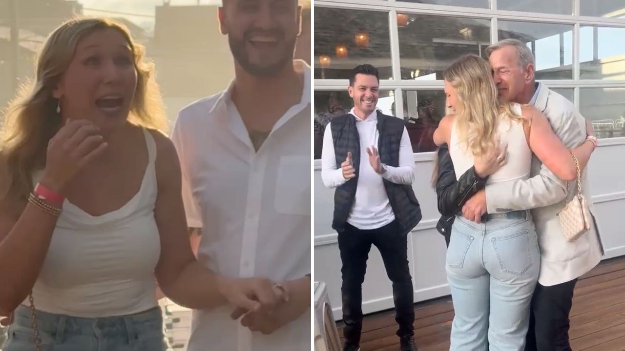 Daughter Breaks Down In Tears When Surprised By Dad At Engagement