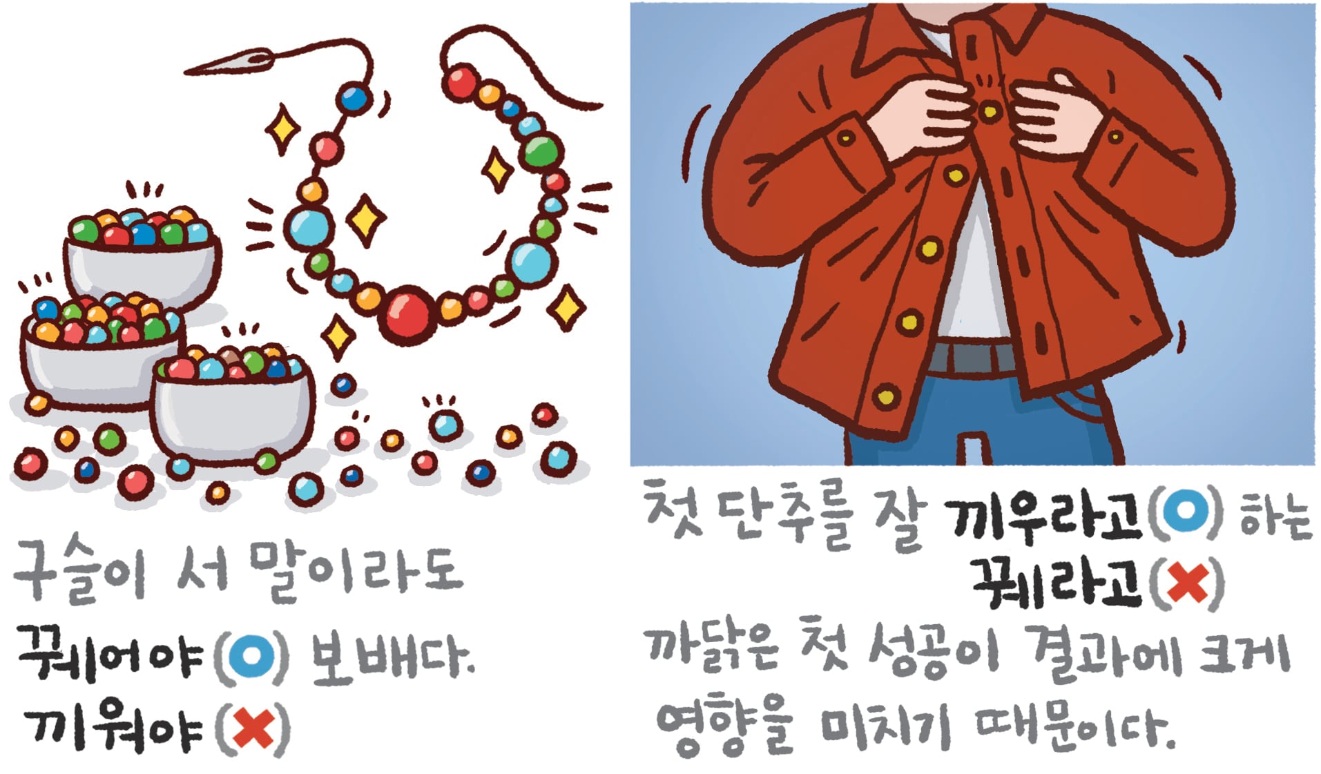 [신문은 선생님] [예쁜 말 바른 말] [409] ‘꿰다’와 ‘끼우다’