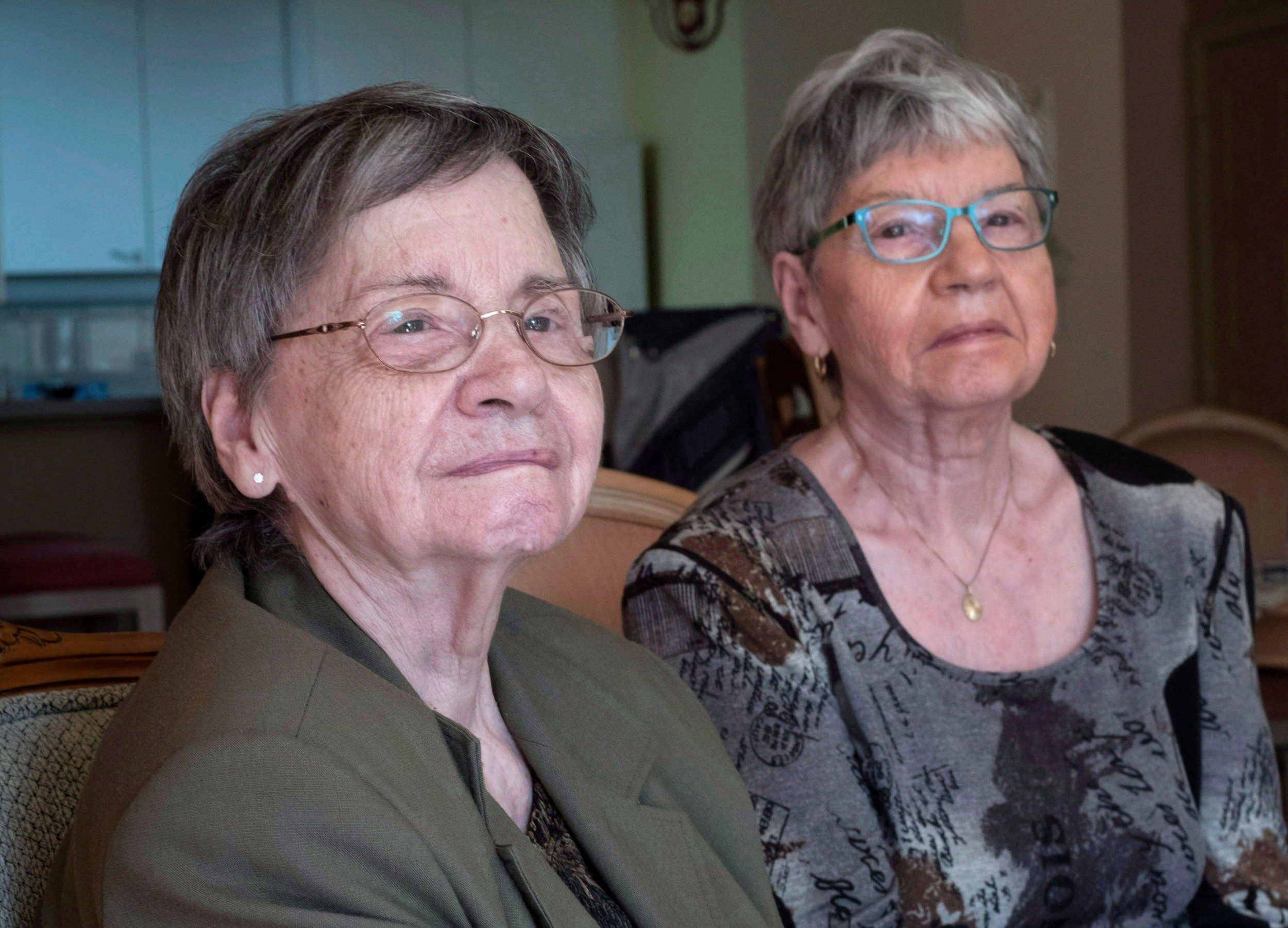 Cecile Dionne, left, and her sister Annette, in Saint-Bruno, Quebec, 2017