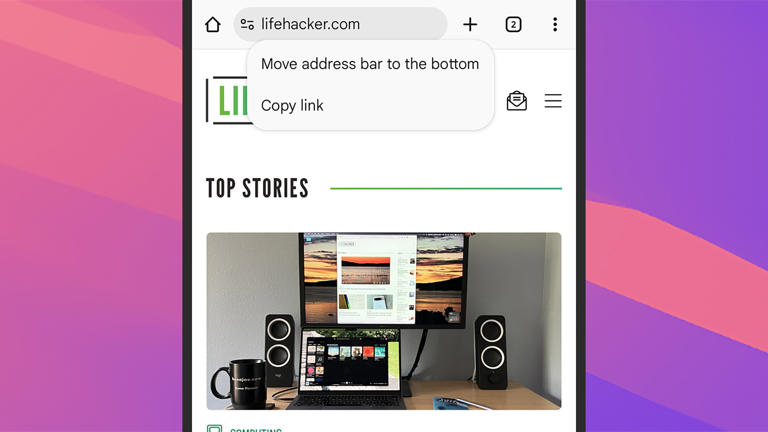 Moving the Chrome address bar.