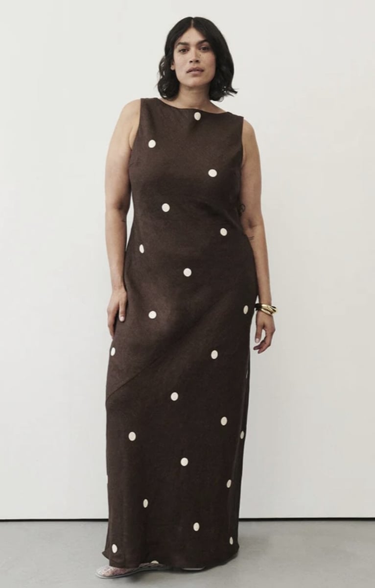 Love & Divine dress with polka dots brown