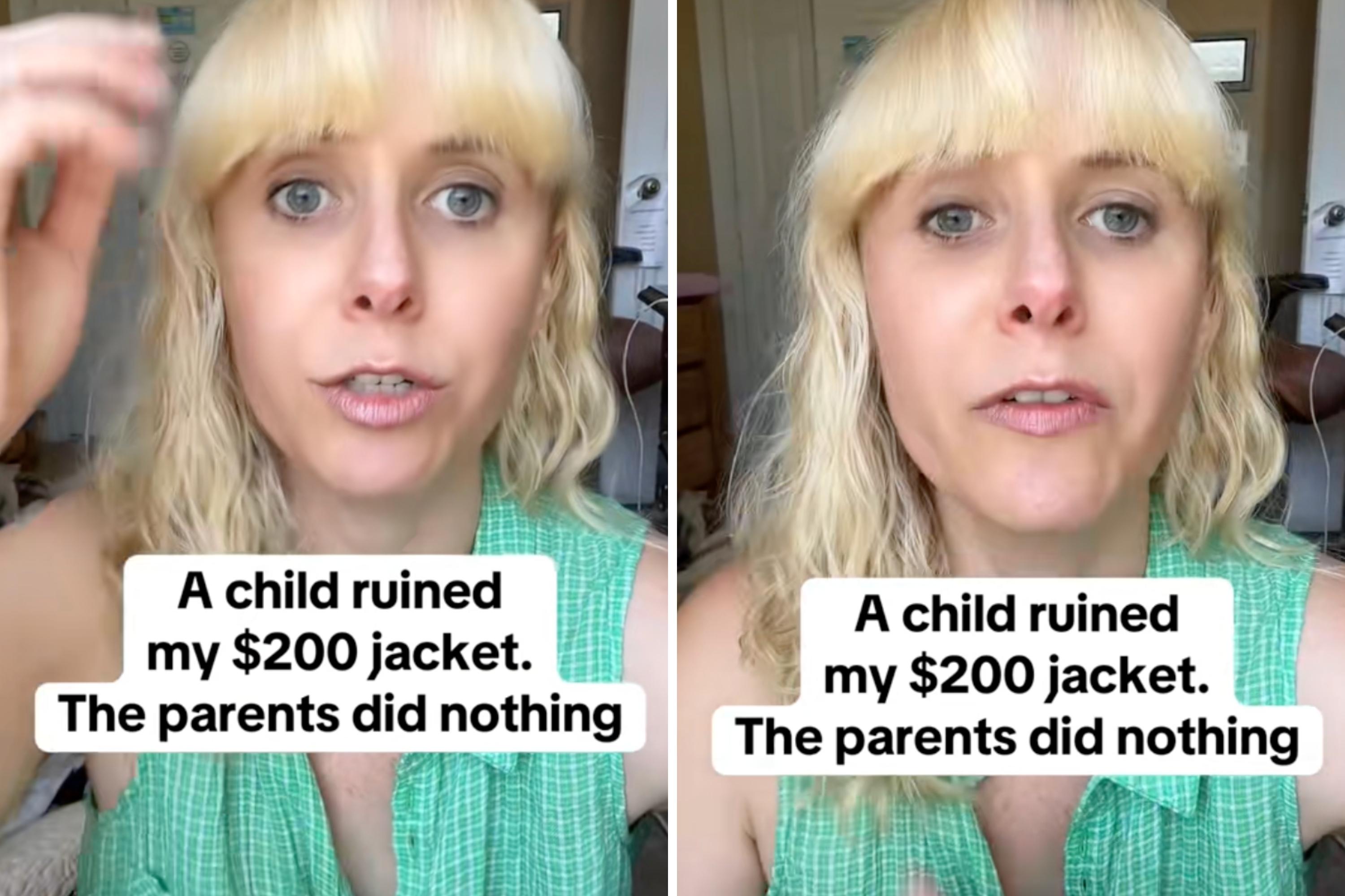 Childfree woman's 200 jacket ruined by kids in restaurant, sparking debate
