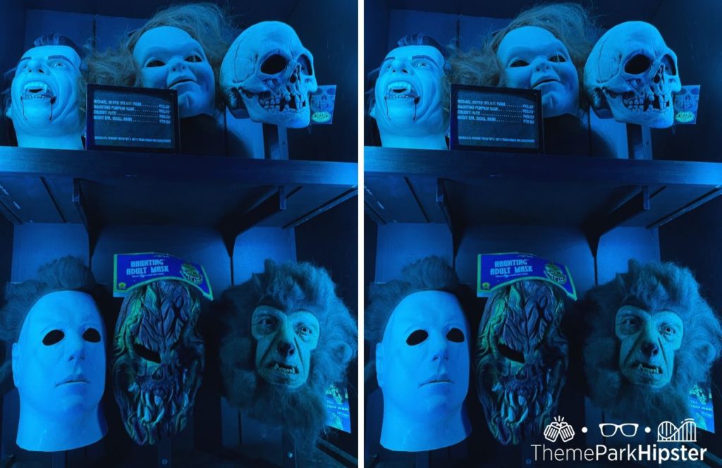 Halloween Masks from iconic movies from the Halloween films, Chucky, and others the in Tribute Store from Halloween Horror Nights 2022 in Universal Orlando. Keep reading to learn more about Halloween at Universal.