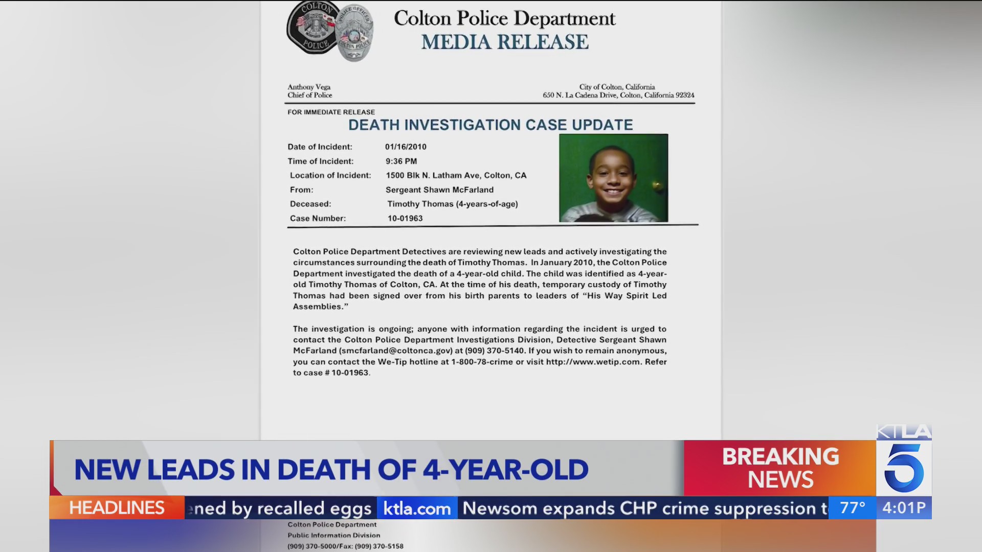 Police reopen case of 4yearold's death