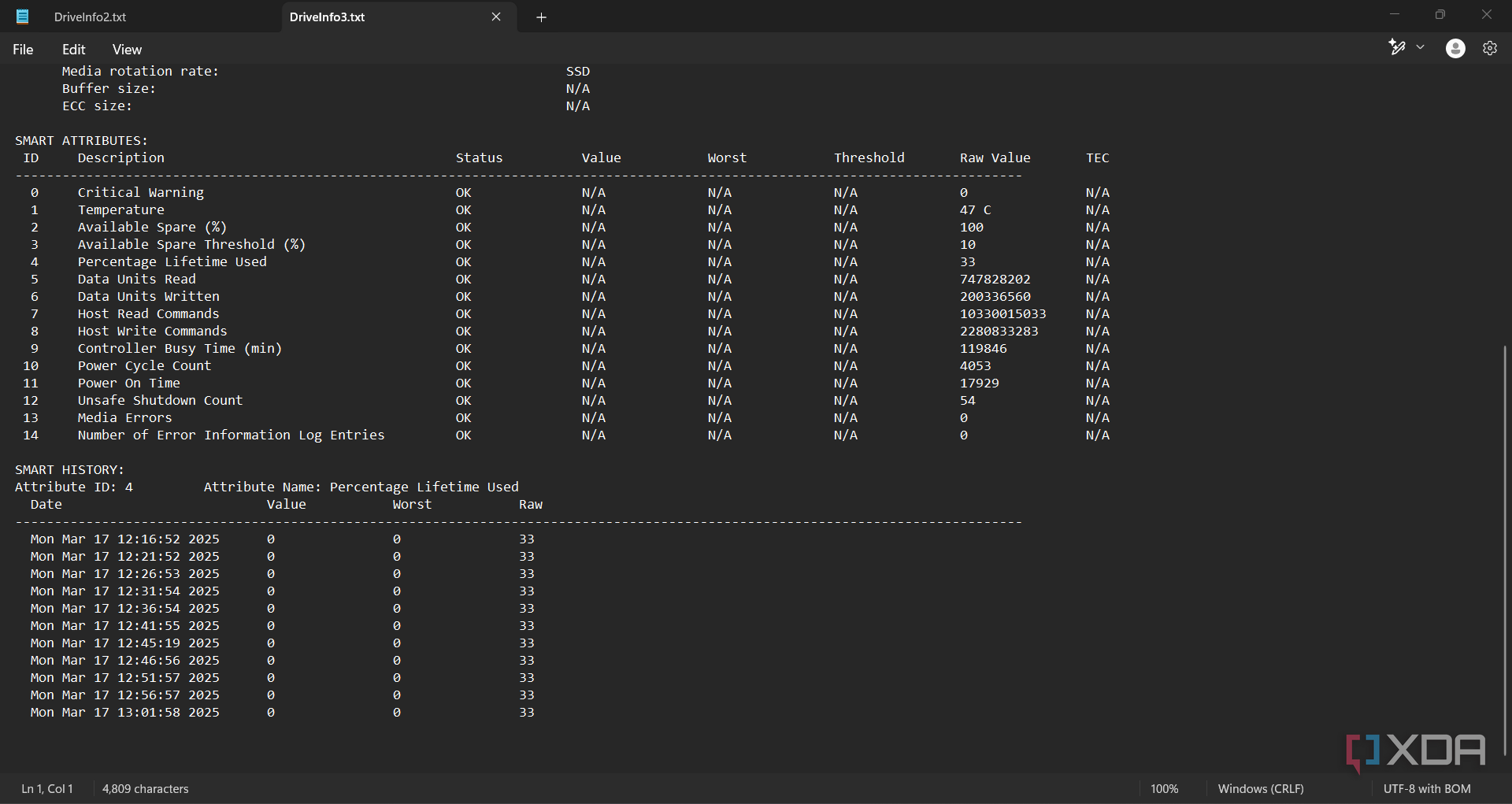 Disk-Checkup-percentage-lifetime-used