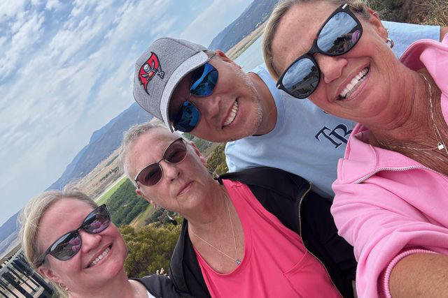 Courtesy Roseana Spangler-Sims Spangler-Sims (second from left) with son Shawn, his wife Cindy (at left) and Cindy's sister Sandi on Aug. 23, 2025