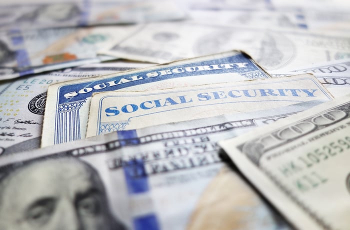 Social Security card with assorted bills.