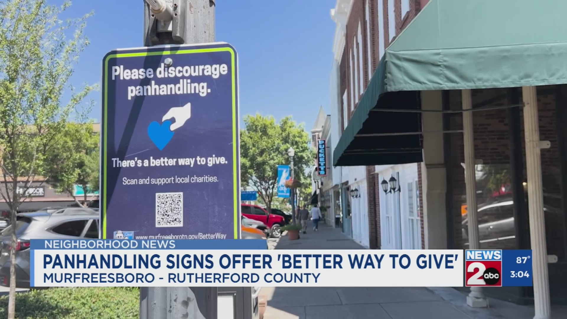 Panhandling signs in Murfreesboro, TN offer 'better way to give'