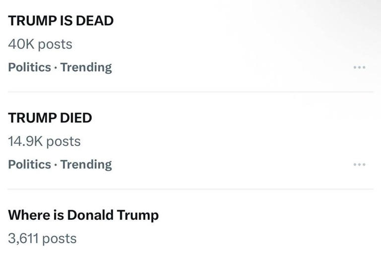  where is trump and trump is dead trend online as health fears grow
