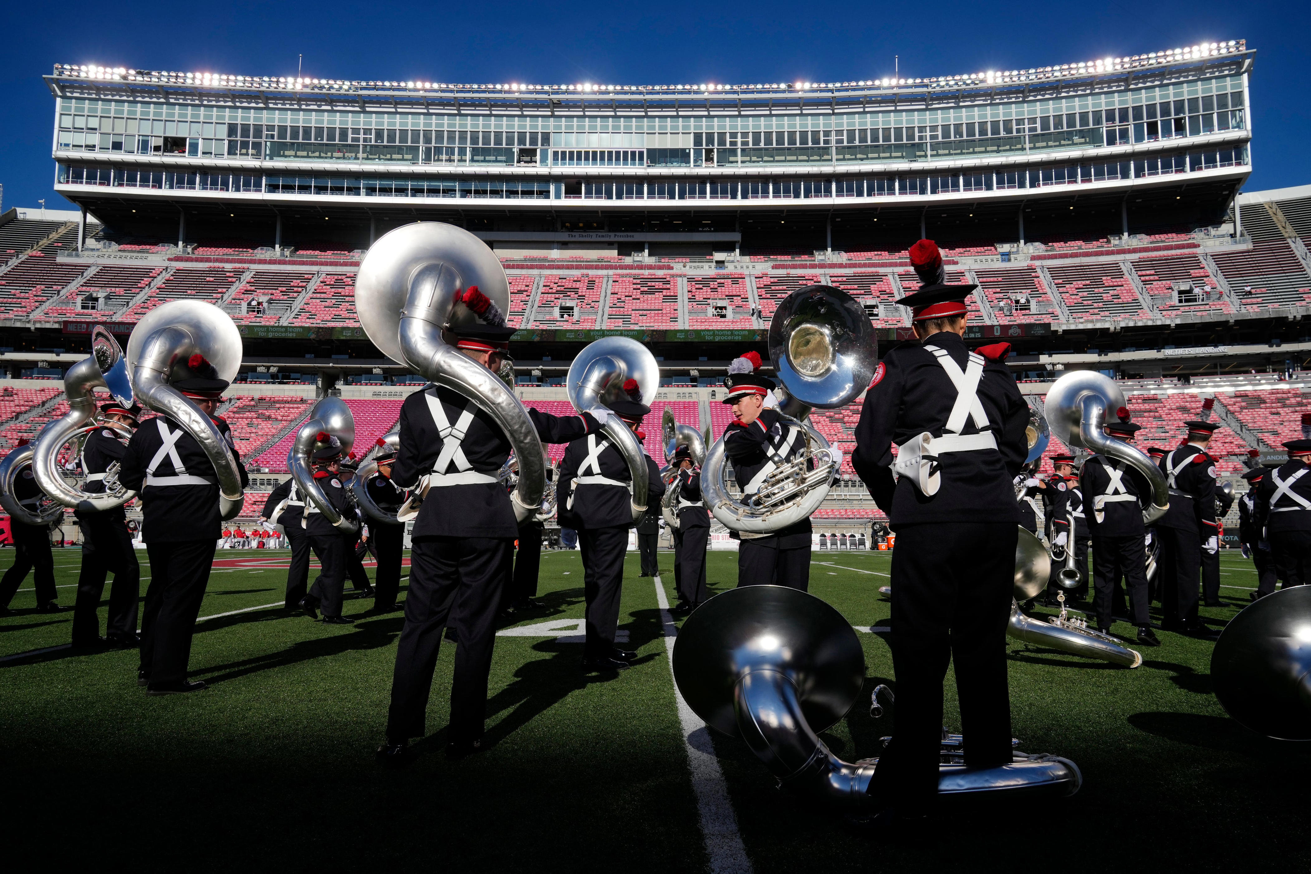 The Ohio State University Marching Band performs gospel hits during ...