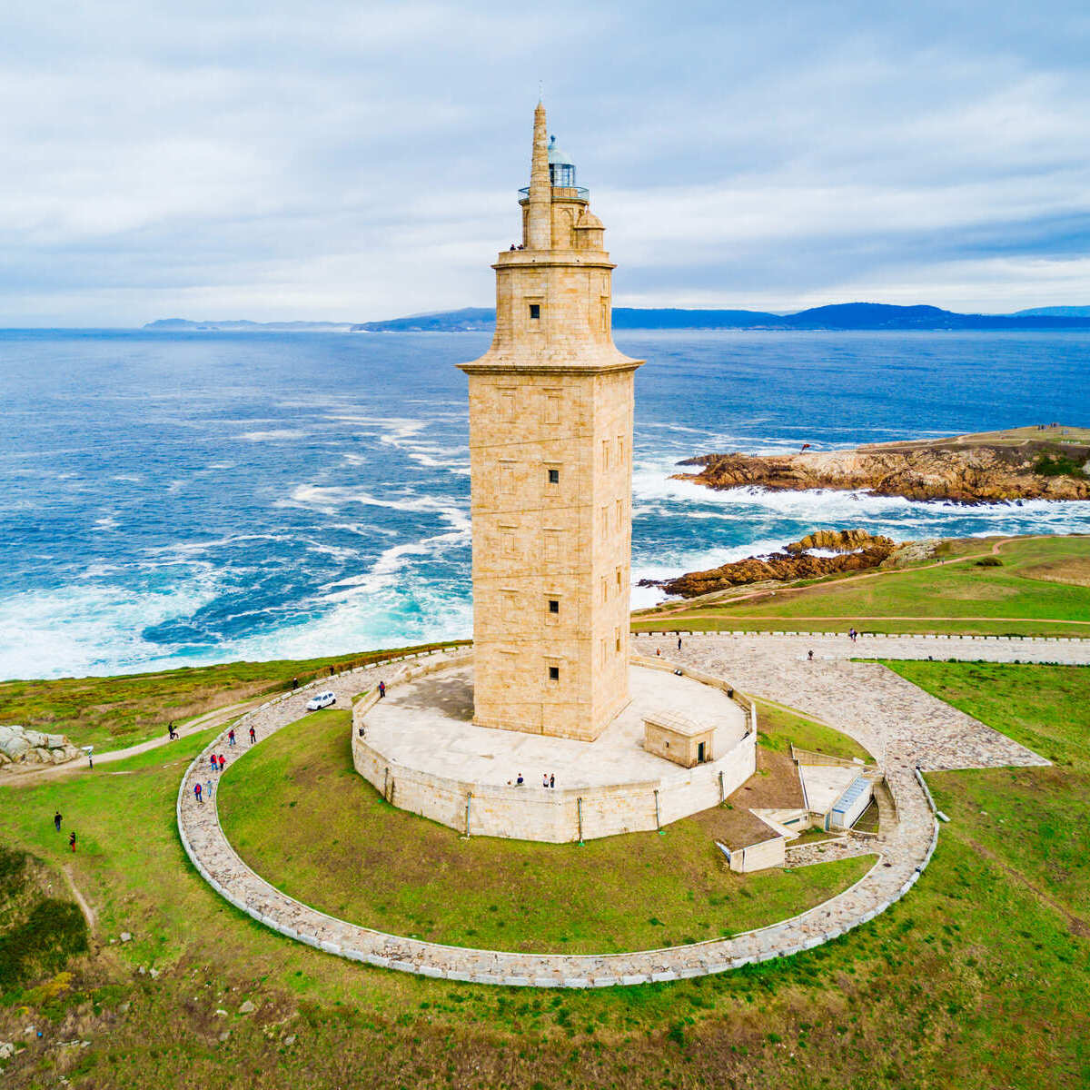 Aerial View Of Tower Of Hercules, An Ancient Roman Lighthouse In A Coruna, Spain