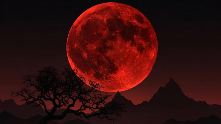 La NASA explica que la refracción de la luz hará que la Luna se vea roja. (imagen de referencia hecha con IA)