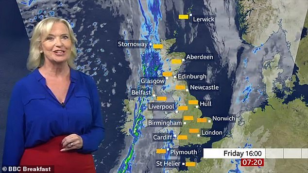 Ms Kirkwood is famous for her work as a weather presenter for the BBC 