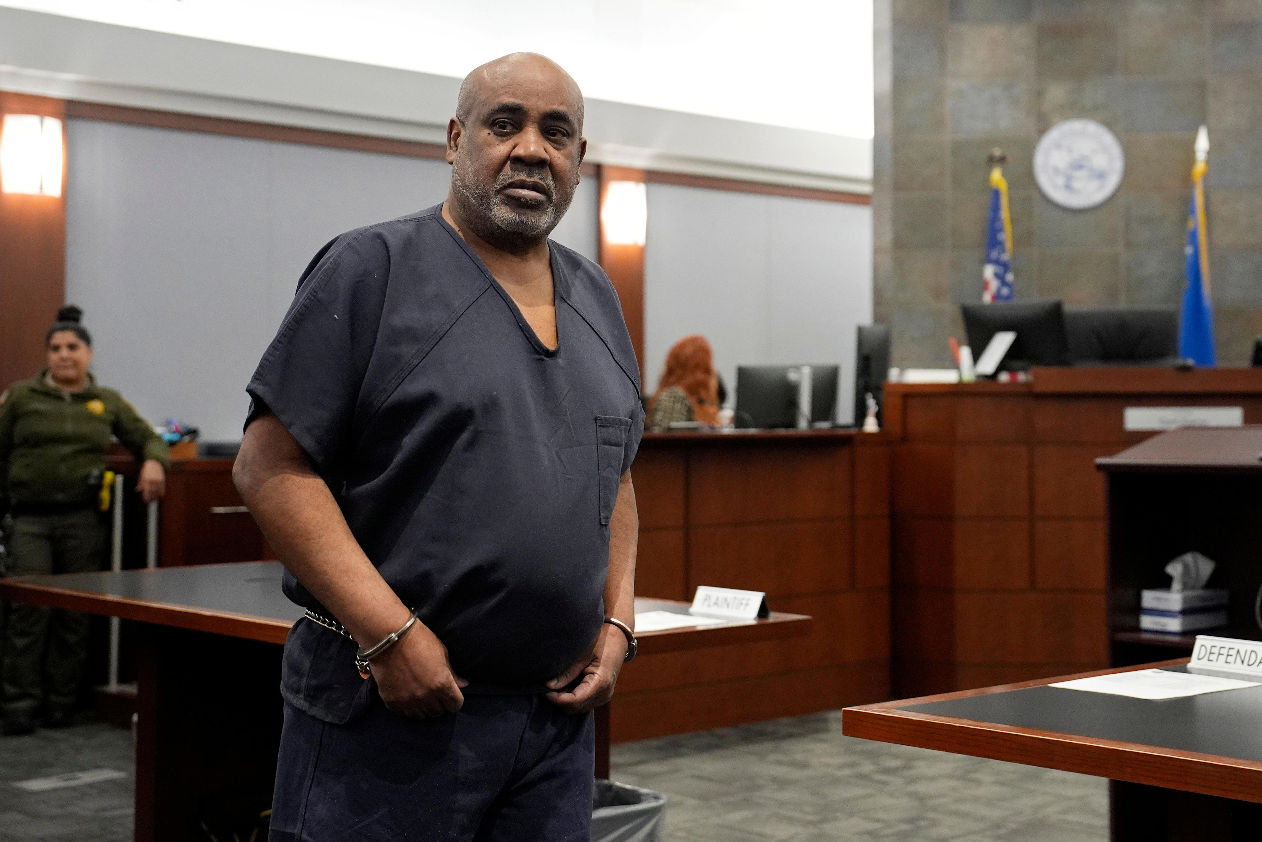 Duane Keith "Keffe D" Davis, appears in court in Nevada in this file photo. Davis has pleaded not guilty on charges of killing Tupac Shakur. His trial is set for 2026.