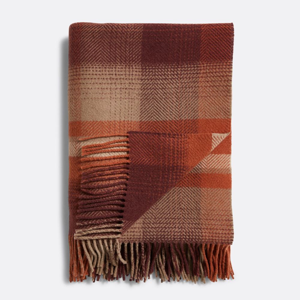 Rosewood & Rust Plaid Wool Throw