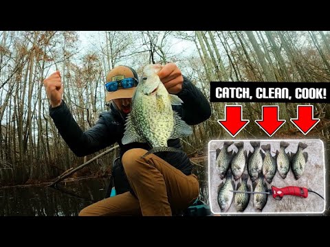 Anglers prepare a delicious catch and cook swamp crappie meal