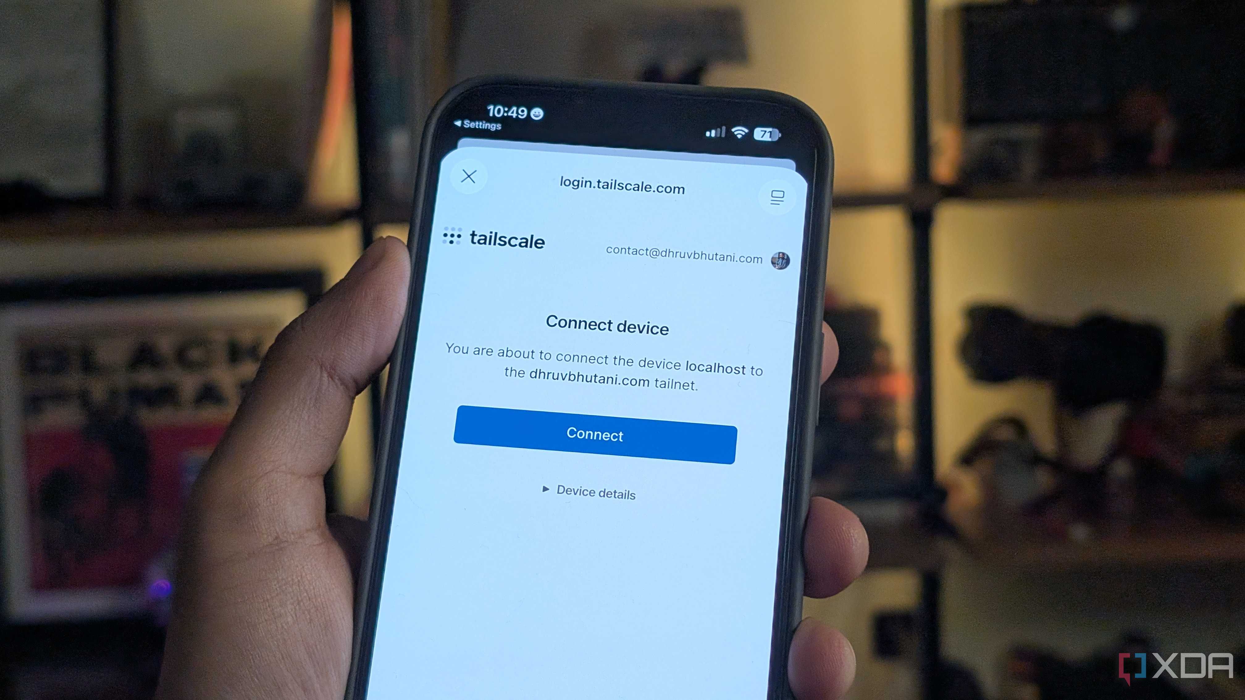 connecting to tailscale tailnet on a smartphone