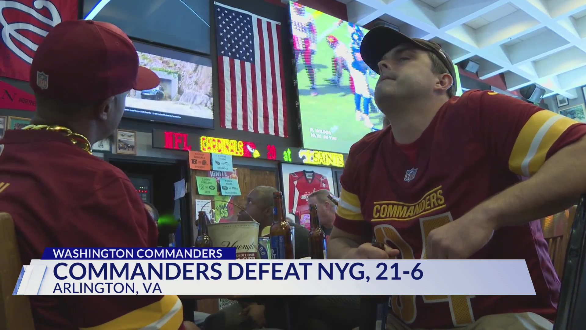 Commanders fans pack restaurants to watch team win season-opening game