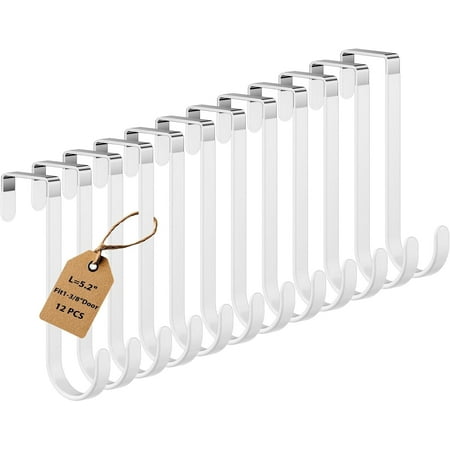 Larger Door Hanger Hooks, 12 Pack Over the Door Hooks for Hanging, Over the Door Towel Rack for Bathroom, Towel Hooks Fits 1 3/8