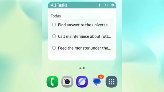 A list of objectives to do in the TickTick To Do List & Calendar widget on the home screen of a phone